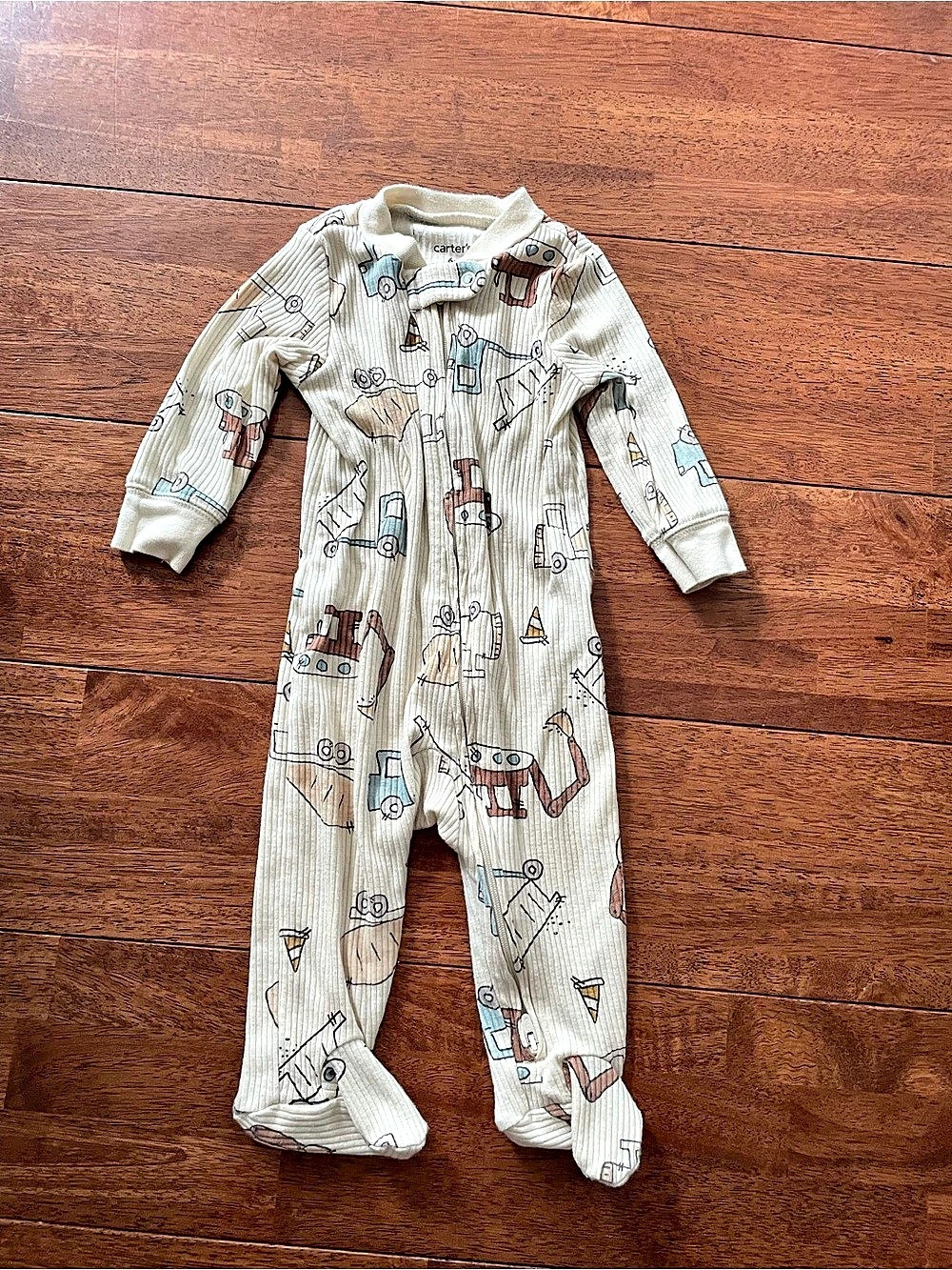 Carter's Baby Boy Construction 2-Way Zip Ribbed Sleep & Play Pajamas Footie